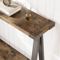Tavolo console Garvee per corridoio, 2 ripiani con tenitore, gambe a R, legno, 43.3 pollici, soggiorno e ufficio, stretto, versatile