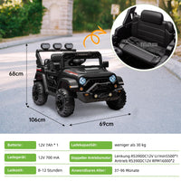 Auto elettrica per bambini Garvee con batteria potenziata da 12 V 7 Ah, veicolo elettrico a 3 velocità, 2 modalità di funzionamento, nera, per bambini da 1 a 8 anni