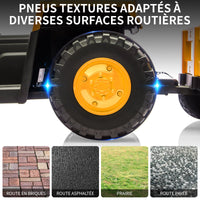 Trattore per bambini Garvee Kids Tractor 12V Twin Motor – Giallo classico con telecomando, rimorchio e suoni realistici per bambini e bambine dai 3 anni in su in giardino o cortile.