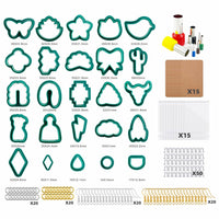 Kit polimerico Garvee da 193 pezzi con 25 stampi, materiale per appendere, verde, per la creazione di gioielli, kit fai da te