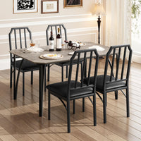 Set da pranzo Garvee per 4 persone con design smussato, cuscini di seduta in PU, MDF e acciaio, compatto, robusto, adatto a piccoli spazi, nero