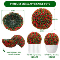 Garvee 17" palle di bosso artificiali, set di 2, materiale PE resistente alle intemperie e di facile manutenzione, per giardino, matrimonio, verde