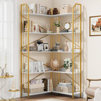 Mensola angolare Garvee da 72" a forma di L, libreria industriale in metallo e MDF, soggiorno, camera da letto, nero