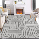 Garvee Teppich 80x150 cm Geometrico Grigio, Lavabile & Antiscivolo, Morbido Imitazione Cashmere, Moderno Design per Soggiorno e Camera