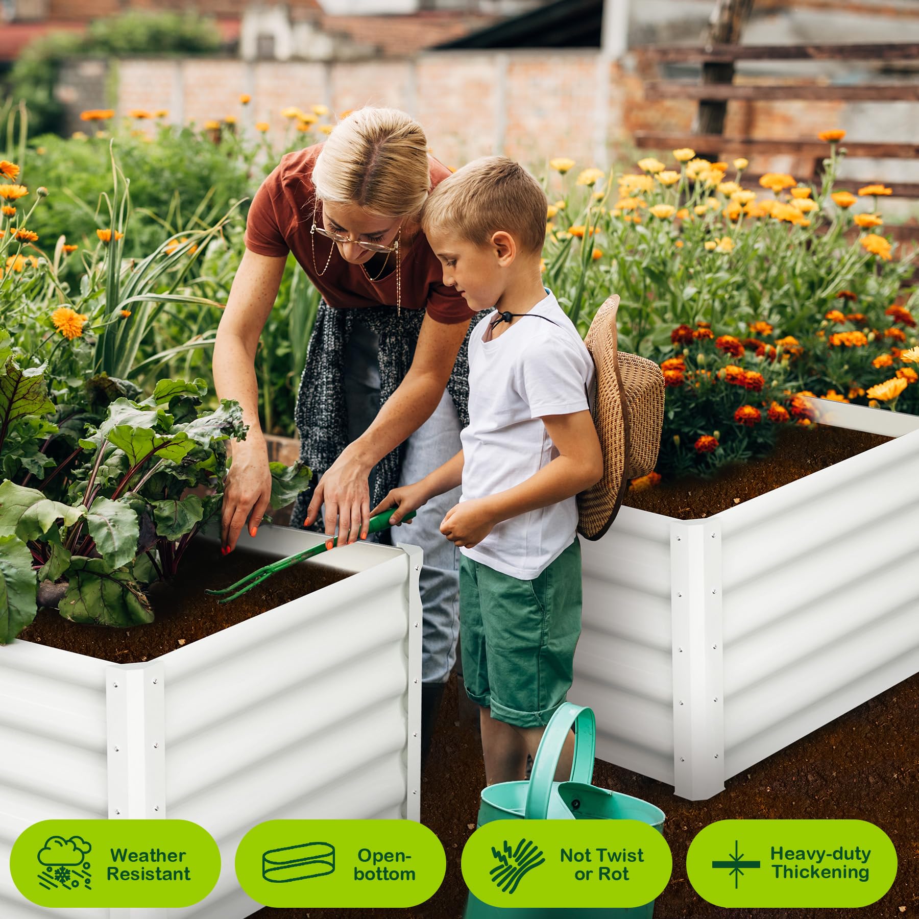 Aiuola rialzata zincata Garvee 6x3x1.5 pezzi, 2 pezzi, metallo resistente, base aperta, bordo di sicurezza, stabile, per giardino e patio, grigio