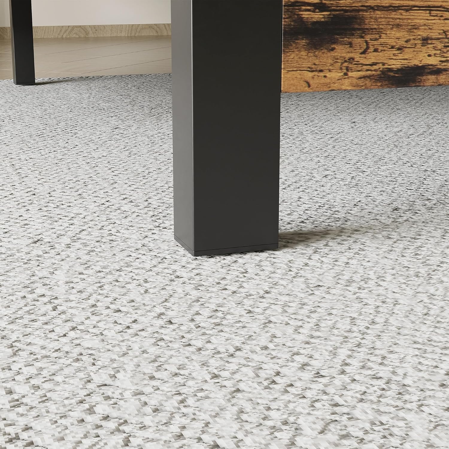 Struttura letto matrimoniale Garvee con testiera in legno, silenziosa, gambe in metallo, letto a piattaforma con contenitore, marrone rustico, camera da letto