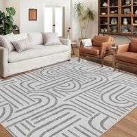 Garvee Teppich 80x150 cm Geometrico Grigio, Lavabile & Antiscivolo, Morbido Imitazione Cashmere, Moderno Design per Soggiorno e Camera