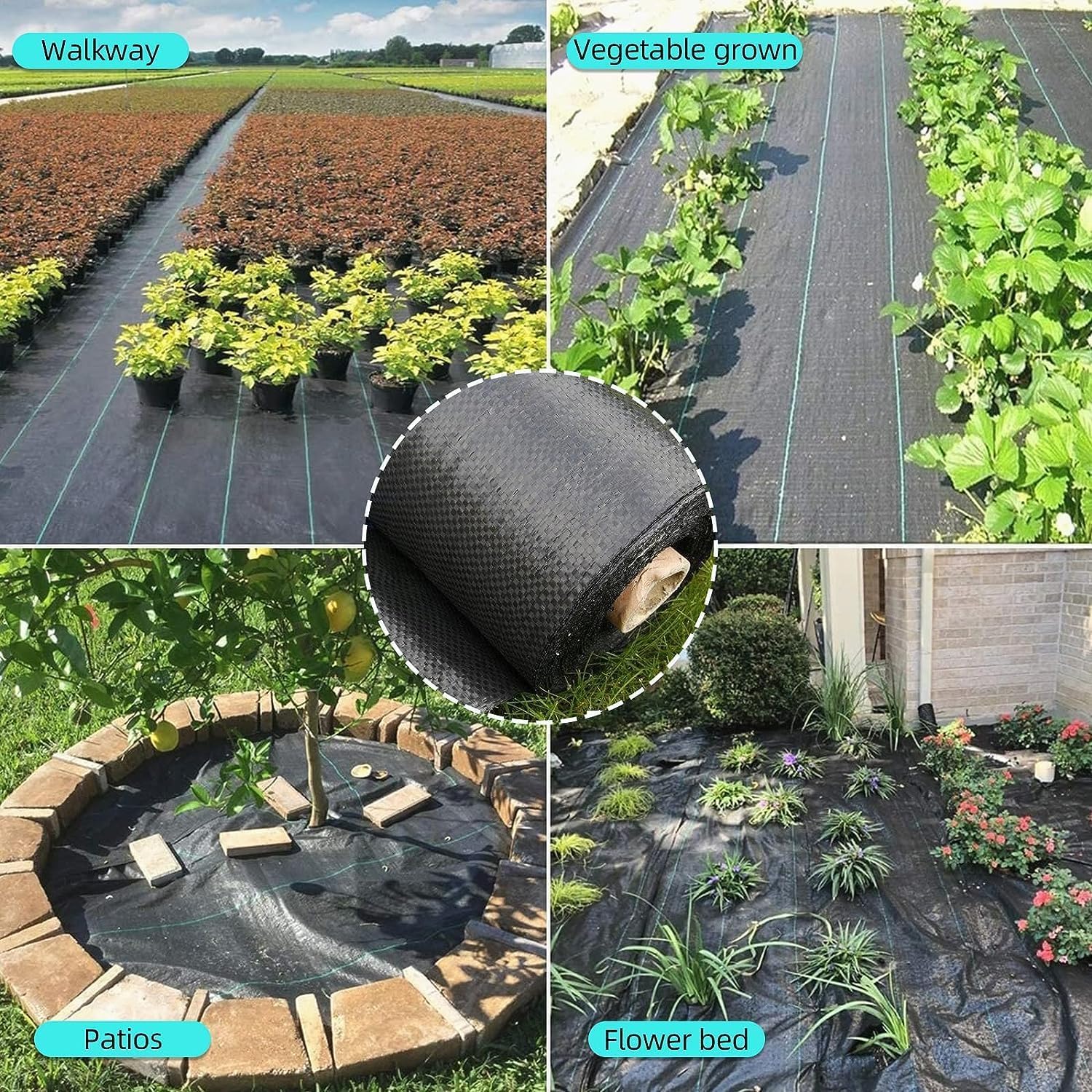 Tessuto anti-erbacce GARVEE, tessuto da giardino 122x7620 cm 5 oz, tessuto anti-erbacce di alta qualità per paesaggi, tessuto anti-erbacce, elevata permeabilità, ideale per aiuole, vialetti, pacciamatura