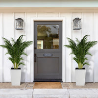 Set di fioriere in rattan Garvee da 16 pollici con indicatore del livello dell'acqua e ruote per patio e soggiorno, bianco, resistente alle intemperie