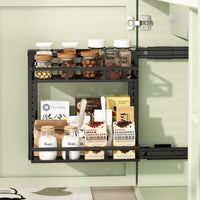 Organizzatore per lavello da cucina Garvee, 2 ripiani, autoadesivo, metallo, estensibile, per cucina e bagno, 40 cm, argento