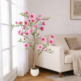 Garvee Albero di Magnolia Artificiale 1,5 m Realistico Resistente ai Raggi UV Tessuto di Seta Senza Manutenzione Vaso Moderno per Interni ed Esterni - Pink 5Ft