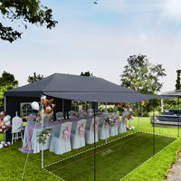 Gazebo 3x6M pieghevole Garvee Heavy Duty tenda a baldacchino con 6 pannelli laterali rimovibili per feste commerciali, altezza regolabile, grigio