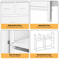 Cassettiera Garvee con 9 cassetti in tessuto, multifunzionale per camera da letto e soggiorno, 100x30x86 cm, bianco