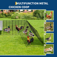 Garvee Mobile Chicken Run con copertura, struttura in acciaio, telone impermeabile per giardino e cortile, telaio angolare regolabile, recinto sicuro all'aperto, robusto e versatile