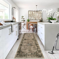 Tappeto Garvee per soggiorno 80x150cm, color cammello, antiscivolo, lavabile, per cucina, corridoio, sala da pranzo