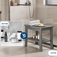 Panca da doccia Garvee in HDPE con ripiano per bagno e vasca, effetto legno, impermeabile, facile da pulire