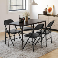 Set di 4 sedie pieghevoli Garvee con seduta comoda, struttura in acciaio, pieghevoli per uso interno ed esterno, nere, capacità di peso fino a 350 libbre