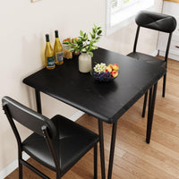 Set da pranzo Garvee per 2 persone con sedie imbottite, piano in MDF, struttura in metallo robusto, nero, salvaspazio per stanze piccole