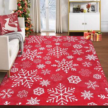Tappeto natalizio Garvee grande 160x230 cm antiscivolo ultra morbido lavabile in lavatrice motivo fiocco di neve boho per soggiorno camera da letto
