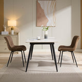 Garvee Set 2 Sedie da Pranzo in Pelle Sintetica CY-Gitter-2303, Ergonomiche, Piedini Regolabili, Robusto, Sala da Pranzo e Soggiorno, 74x41x52cm, Nero - Braune Diamantform