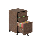 Garvee Mobiletto Archivio a Rotelle 3 Cassetti in MDF, Mobile Ufficio Sotto Scrivania, Bianco, Compatto e Funzionale - Brown
