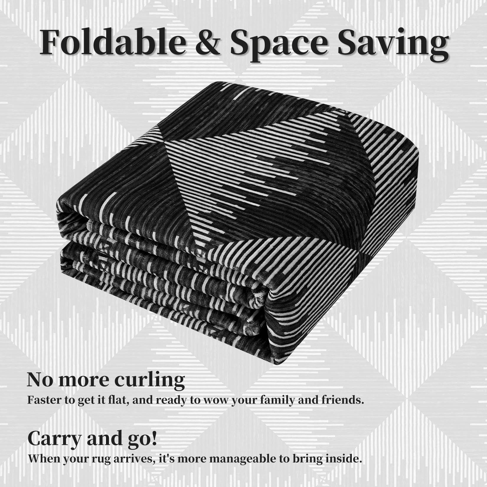 Tappeto lavabile Garvee per soggiorno/camera da letto, 120x170 cm, nero, antiscivolo, pelo corto