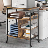 Supporto per stampante mobile Garvee di grandi dimensioni con prese di corrente e USB, carrello a 4 ripiani, struttura in metallo, pannello in MDF, ruote con bloccaggio per ufficio e soggiorno, 23,66"x15,76"x31,86", nero - verde