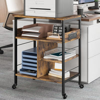 Supporto per stampante mobile Garvee di grandi dimensioni con prese di corrente e USB, carrello a 4 ripiani, struttura in metallo, pannello in MDF, ruote con bloccaggio per ufficio e soggiorno, 23,66"x15,76"x31,86", nero