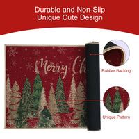 Tappetino da cucina Garvee Christmas Tree, set da 2 pezzi, antiscivolo, imitazione canapa, 40x60 + 40x120 cm, design festoso