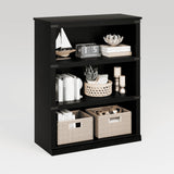Garvee Libreria Rustica a 5 Ripiani, 3 Strati, Stabile, MDF e Legno, Design Coloniale, Grigia, per Soggiorno e Studio - Motivo Montagne Nero in Rilievo