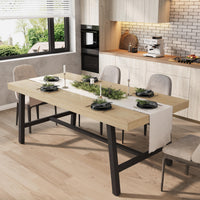 Tavolo da pranzo industriale Garvee per 6-8 persone, struttura in metallo robusto, superficie in MDF marrone rustico, gambe regolabili, 70,87 pollici