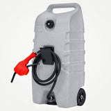 Garvee Tanica Carburante 53 Litri con Pompa Manuale e Valvole Antigoccia, HDPE Resistente UV, Ruote 15 cm e Tubo 3 m, per Auto, Barche, Generatori - Grigio