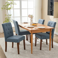 Sedie da pranzo Garvee Parsons, set di 2, imbottite, ergonomiche, in tessuto di lino, legno di caucciù, blu, per cucina e soggiorno