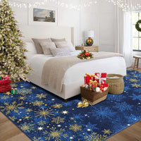 Tappeto per soggiorno Garvee Tappeto natalizio blu 120x170 cm Lavabile per camera da letto Cucina Sala da pranzo Ufficio