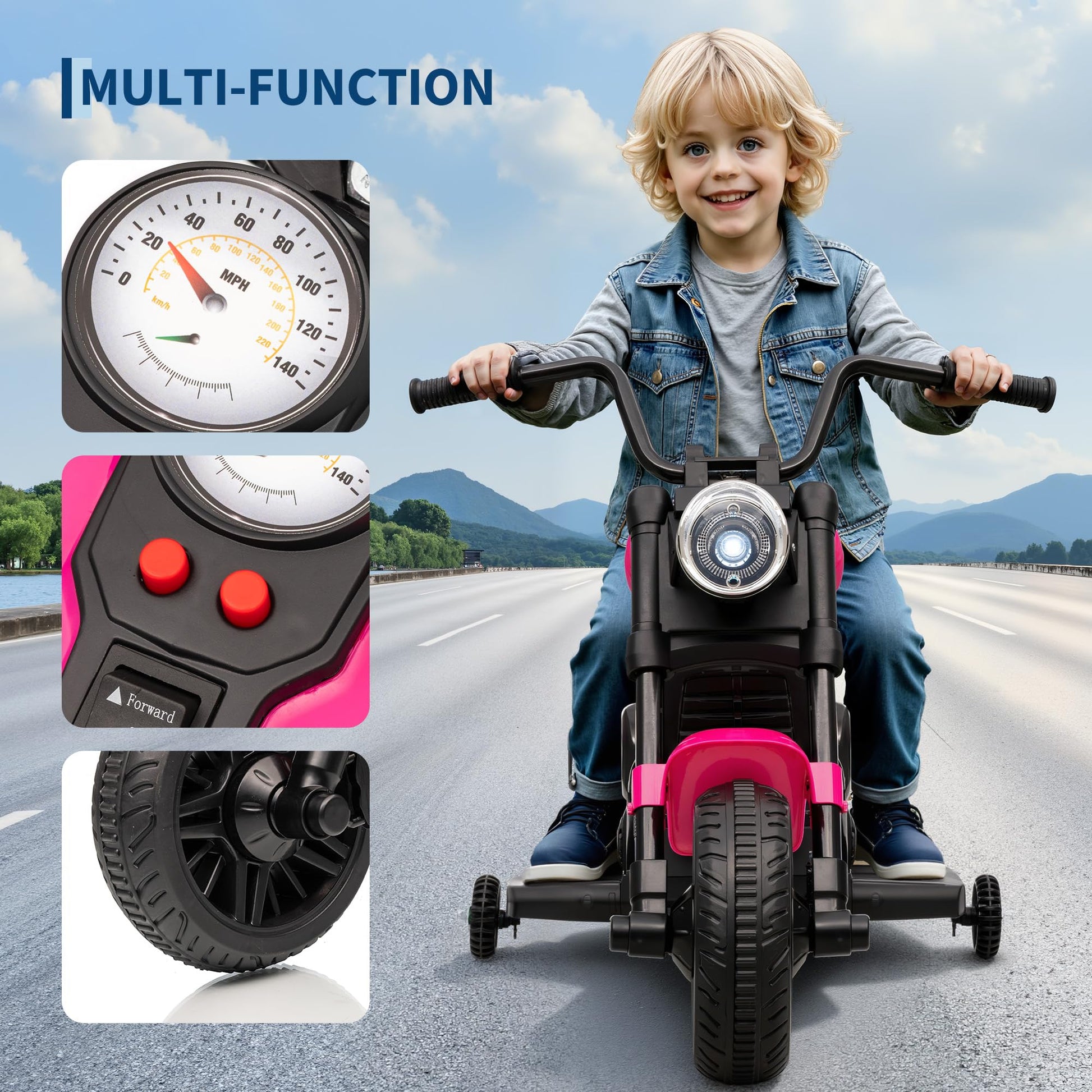 Moto elettrica Garvee 6V rossa con avviamento graduale e sospensioni: la prima moto elettrica per bambini dai 2 anni per passeggiate sicure in giardino