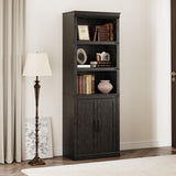 Libreria Garvee Farmhouse con ante, 5 ripiani, ampio spazio di archiviazione, legno MDF, soggiorno, ufficio, 30,5 cm di profondità x 62,2 cm di larghezza x 170,7 cm di altezza - marrone