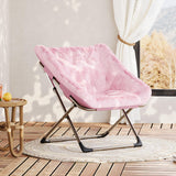 Garvee Sedia Pieghevole in Pelliccia Sintetica Rosa, Capacità 136 kg, Regolabile, Collassabile, Leggera, Salotto e Camera da Letto