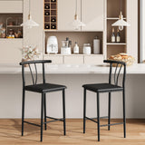 Set Garvee 2 Sgabelli da Bar con Schienale e Poggiapiedi, Cuscino Spesso, Altezza 63,5 cm, Nero, per Cucina e Sala da Pranzo - Balck