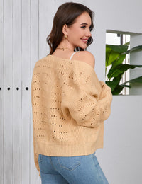Giacca corta in maglia leggera da donna Garvee Bolero, elegante e casual, color albicocca, taglia S