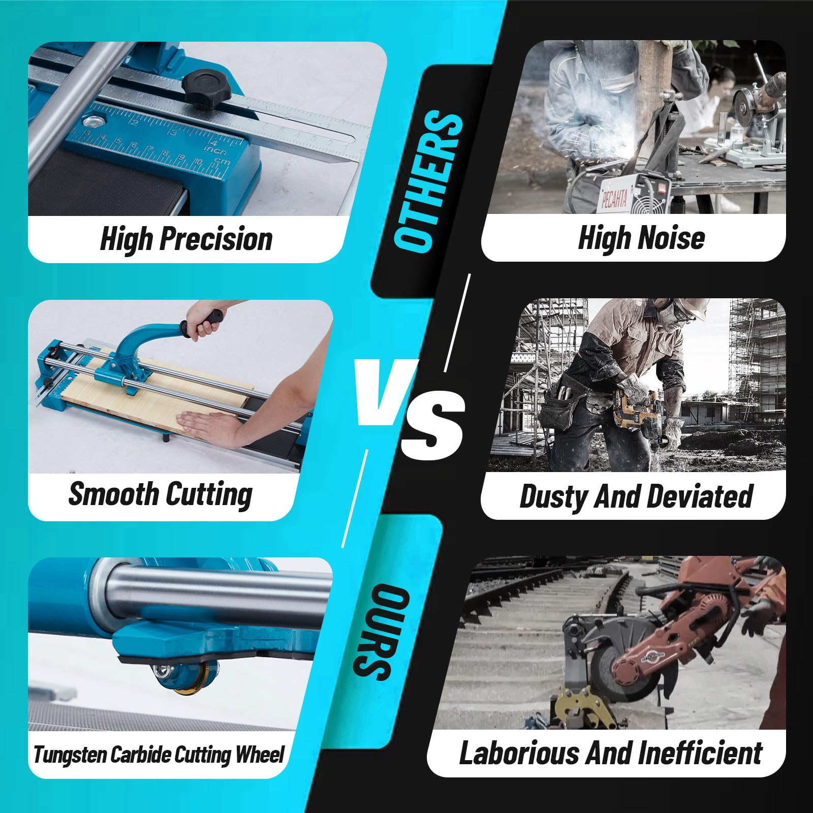 Tagliapiastrelle manuale Garvee da 24 pollici con ruota in carburo di tungsteno, posizionamento a infrarossi, telaio in alluminio, gomma antiscivolo, impugnatura ergonomica per lavori domestici e industriali di precisione