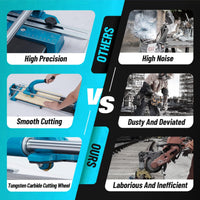 Tagliapiastrelle manuale Garvee da 24 pollici con ruota in carburo di tungsteno, posizionamento a infrarossi, telaio in alluminio, gomma antiscivolo, impugnatura ergonomica per lavori domestici e industriali di precisione