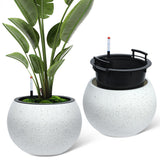Garvee Grande Vaso Rotondo Autoirrigante Con Indicatore Livello Acqua, Doppia Parete Isolante, Per Interno Ed Esterno, Resistente, Design Traspirante