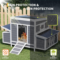 Pollaio in legno Garvee per 4-6 galline con tetto resistente alle intemperie, 2 nidi, connettori in metallo, giardino, 54x34x34 pollici, legno naturale