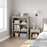 Libreria Garvee Triple Wide a 4 ripiani, grande, robusta, in legno industriale grigio, 40" H x 31,5" W x 12,2" D, soggiorno