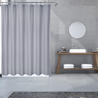 Tenda da doccia in microfibra Garvee con motivo in rilievo, idrorepellente, orlo appesantito, 12 occhielli, grigio, arredo bagno