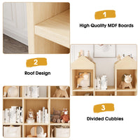 Libreria per bambini Garvee 8 Cubby, a forma di castello, ampio spazio di archiviazione, protezione antiribaltamento, legno, 3 ripiani, per cameretta e sala giochi, bianca