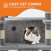 Albero per gatti Garvee Large Multi-Level da 68,5" per gatti di grandi dimensioni, 9 kg+, torre robusta con tiragraffi in sisal e amache, realizzato in legno e peluche per uso interno.