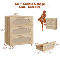 Cassettiera in rattan Garvee a 3 cassetti per camera da letto, ampio spazio di archiviazione, impermeabile, in legno MDF, moderna, per soggiorno e corridoio, marrone