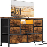 Cassettiera GARVEE con cassetti, con presa e LED, 8 cassetti, cassettiera multifunzionale per camera da letto e soggiorno - Credenza robusta e durevole, 120*36*75 cm