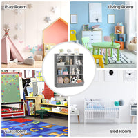 Mobiletto portaoggetti per bambini Garvee Grey, libreria a 3 ripiani, robusto, antiribaltamento, 5 ripiani, camera da letto e sala giochi, legno, grigio